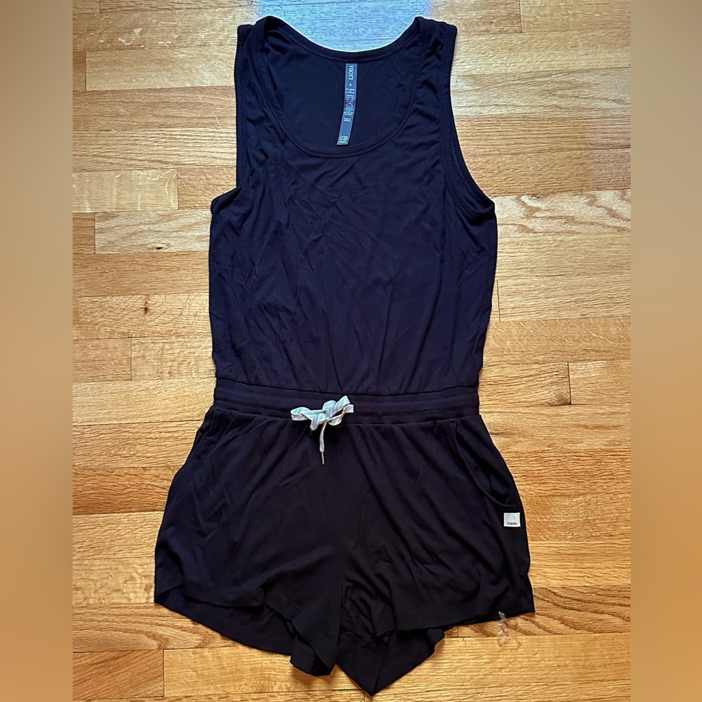 Vuori Black Tank Romper with Drawstring